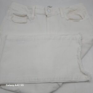 PAIGE Cindy Crop High Rise‎ Straight Leg Jeans Crisp White Raw Hem 30 W4520